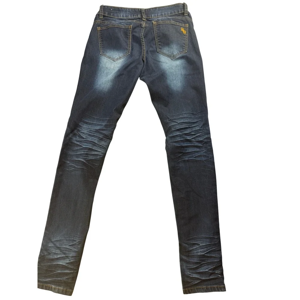 Street‎ Denim by VIP Jeans Dark Wash Distressed Skinny Jeans Women Size 7 8